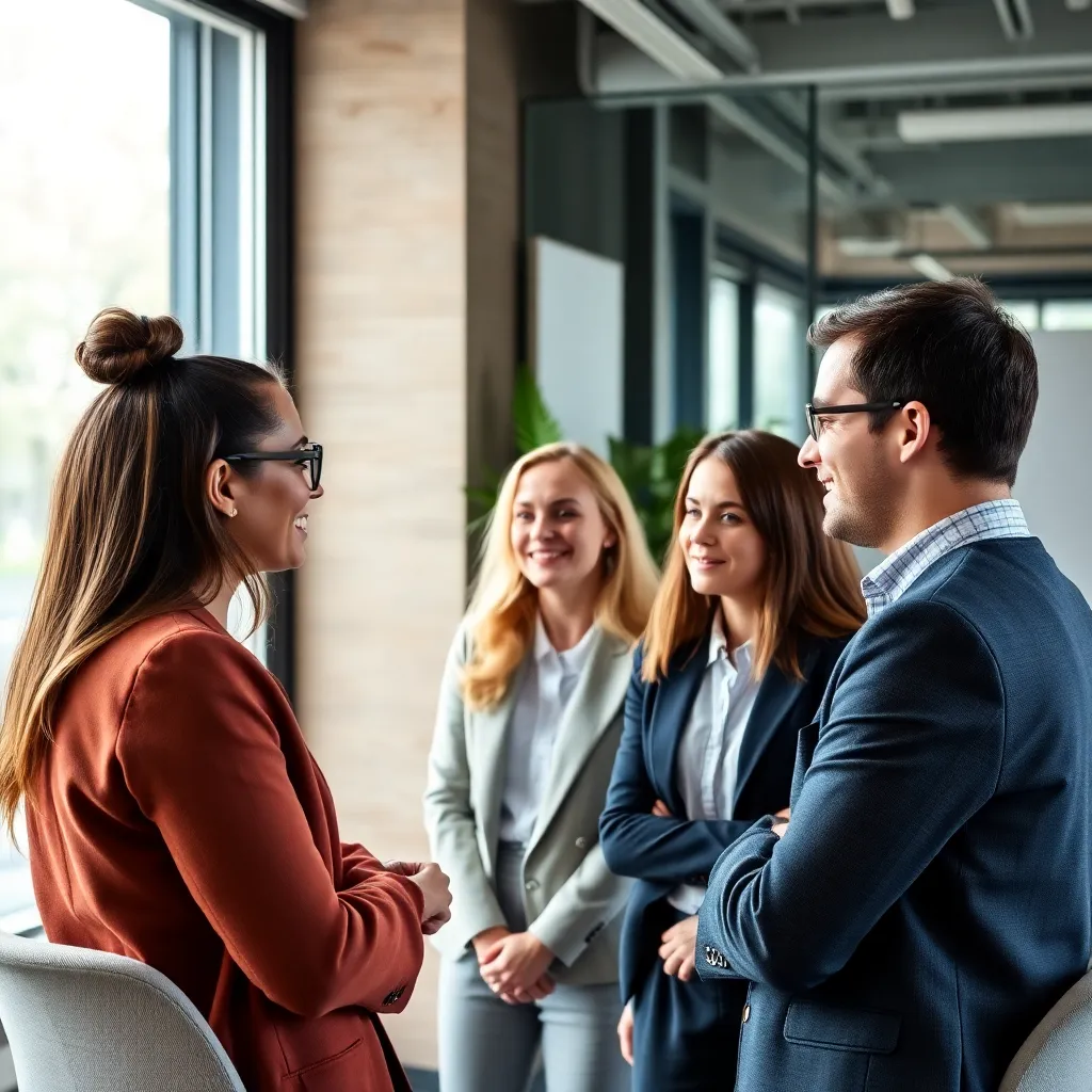 Diverse groep Nederlandse professionals tijdens een actieve luistersessie met klant