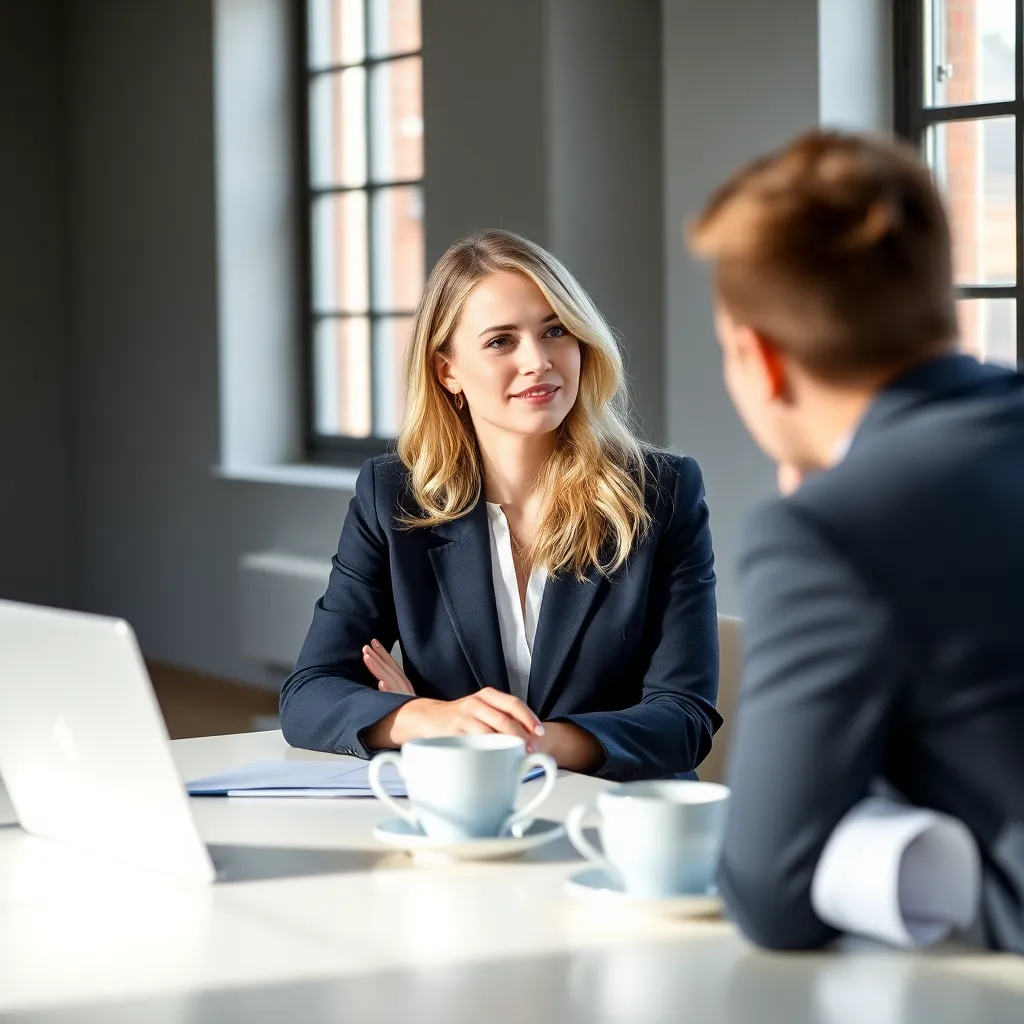 Professional die klantgesprek voert in modern Nederlands kantoor