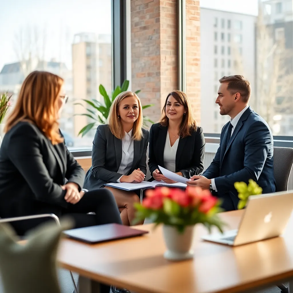 Nederlandse zakenvrouw in gesprek met internationale partners