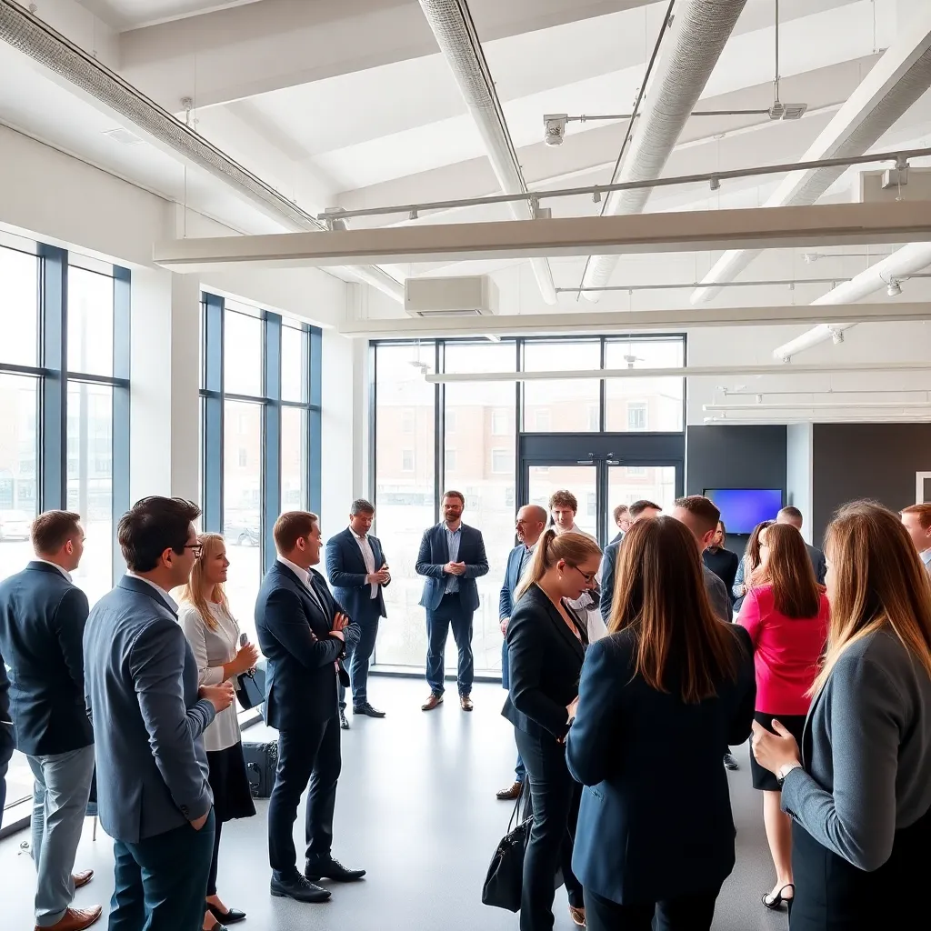 Professionele netwerkbijeenkomst in een modern Nederlands kantoor